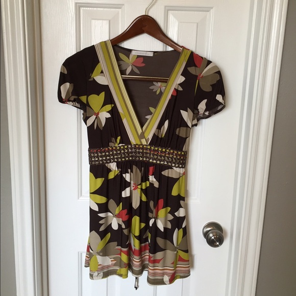 Charlotte Russe brown & floral patterned top