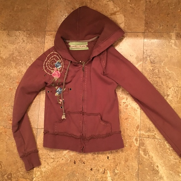 ❌sold Miss me brown cutoff /Capri sweats hoodie - Picture 2 of 5