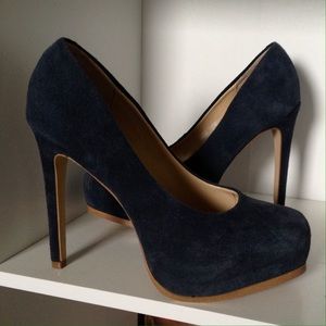 Kelsi Dagger Navy Suede Platform Heels