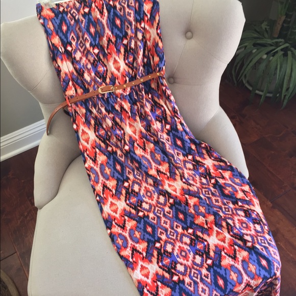 Strapless Ikat print dress