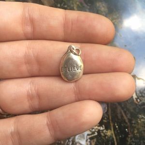 Small Sterling silver believe pendant charm