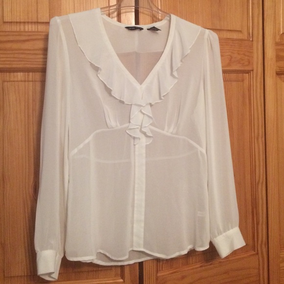 New York and Co. Sheer Long-Sleeved Blouse
