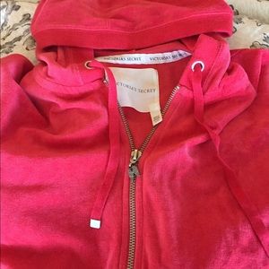Victoria's Secret Red Velour Hoodie n Pants Set!
