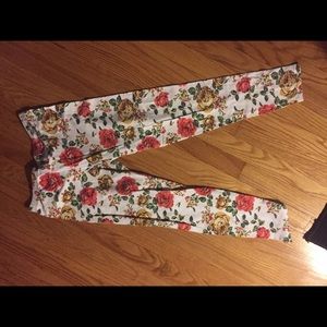 Floral white leggings