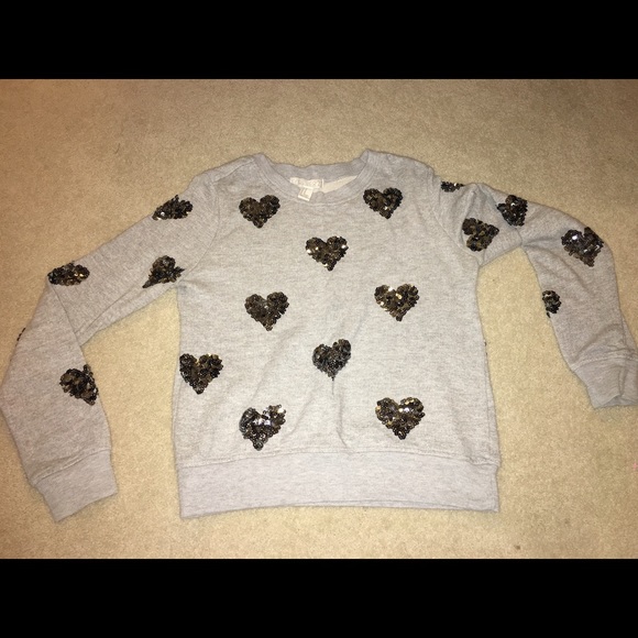 Forever 21 sequin heart cropped sweater MED