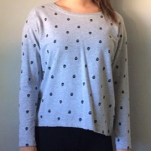 Long Sleeve Gray & Black Mini Skull Pattern