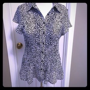 Animal print blouse with flutter sleeves