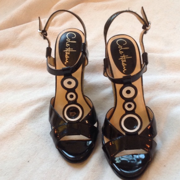 Black patent Cole Haan wedges