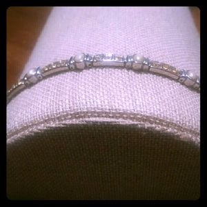 Pearl and Diamond Silver Bracelet