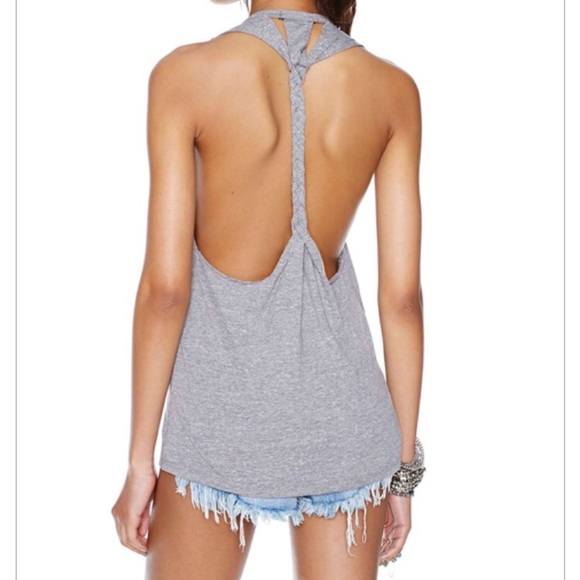 Grey braided back tank top