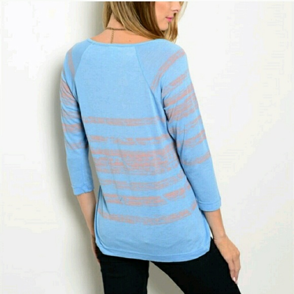 NWT Indigo Blue & Coral Top - Picture 2 of 4