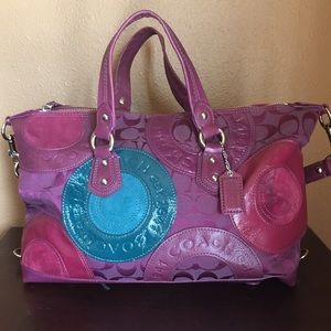 Coach Ashley Purple Plum Teal Patchwork 15474