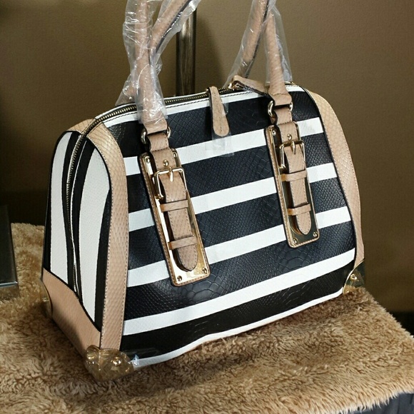 Aldo - Blk/Wht Striped Satchel Bag - NWT