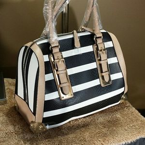 Aldo - Blk/Wht Striped Satchel Bag - NWT