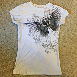Bling shirt detailed purple wings