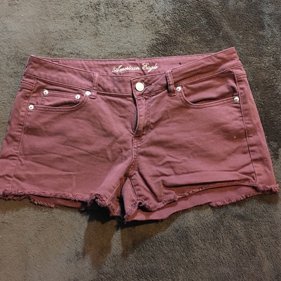 Maroon Jean Shorts