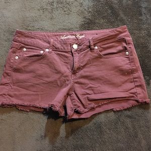 Maroon Jean Shorts