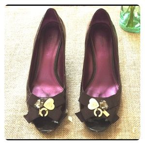 Coach patent leather wedges