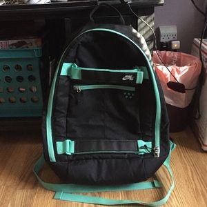 Nike Black and Teal backpack w animal print design
