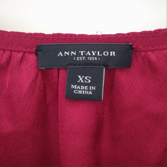Ann Taylor Maroon Faux Wrap Blouse - Picture 3 of 4