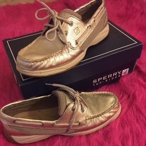 BRAND NEW shimmer gold Sperrys