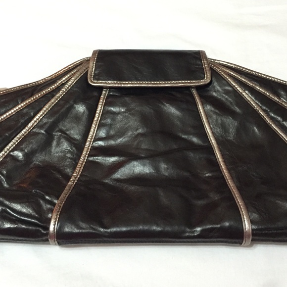 Kooba black and silver leather clutch