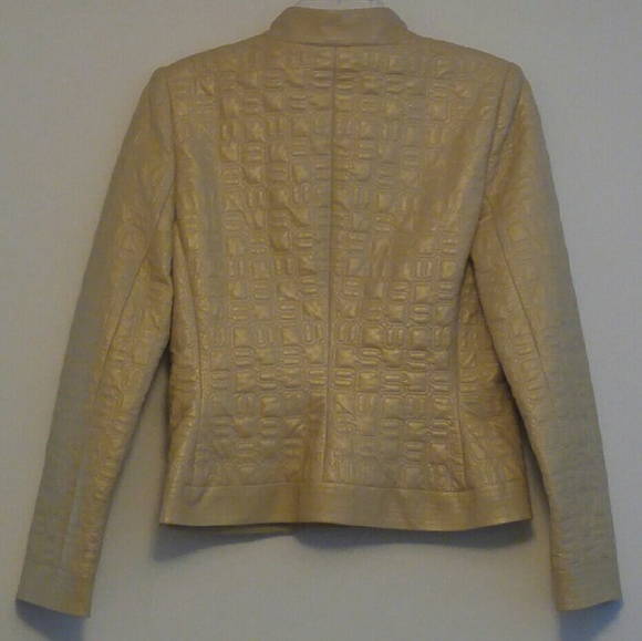 SOLD St. John Gold Leather Jacket Womens - Picture 4 of 4