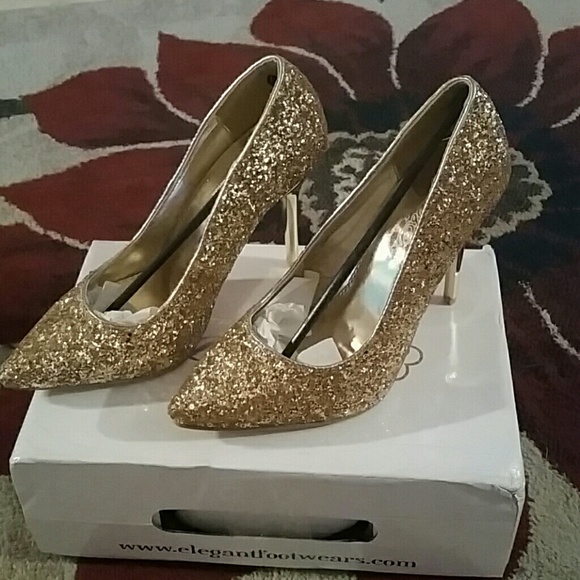 Sparkling Gold High Heels Size 5 1/2