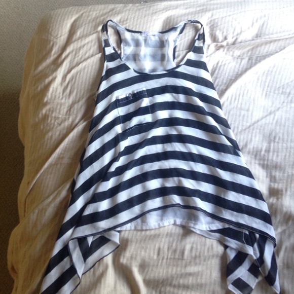 GREAT CONDITION black&white stripe flowy dress top - Picture 1 of 2