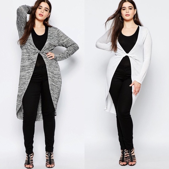 Boohoo Plus Knot Front Tunic Top - Gray