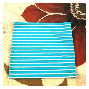 Turquoise and White striped mini skirt