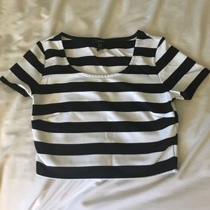 Black and white striped crop top