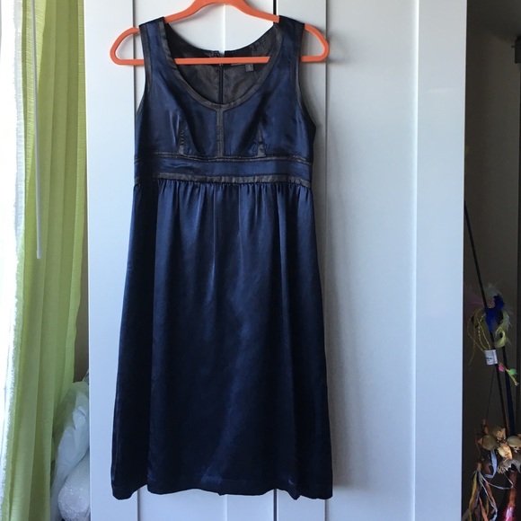 Blue and black lined satin dress
