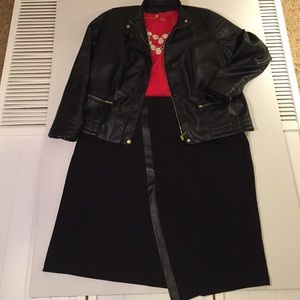 Back in Black Cloth skirt with leather strip