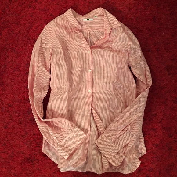 Orange Stripped Linen Blouse