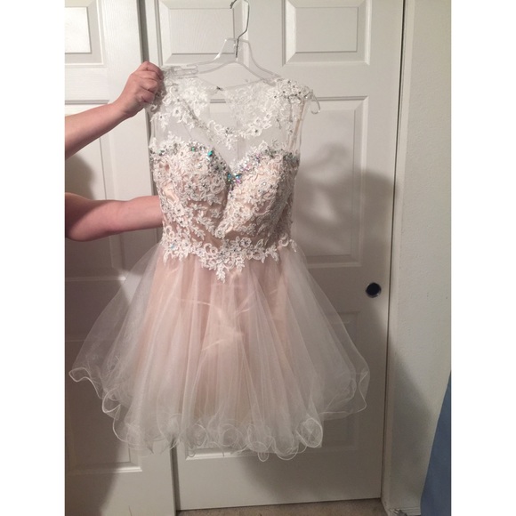 Stunning, cream, lace, formal dress