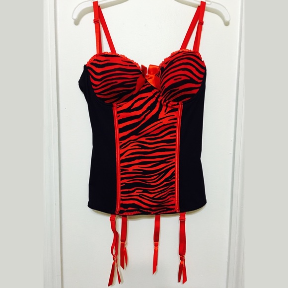 Black and Red zebra print top with Garter