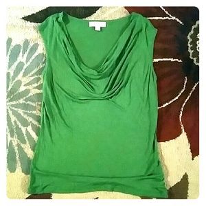 Michael Kors Green Cowl Neck Cap Sleeve Blouse.