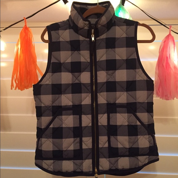J. Crew Gingham Navy Vest