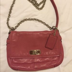 Pink coach chain bag