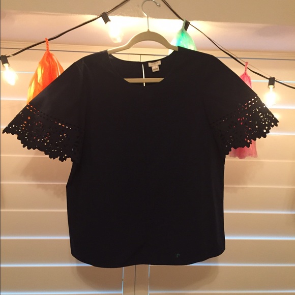 J Crew cut out Blouse - Navy