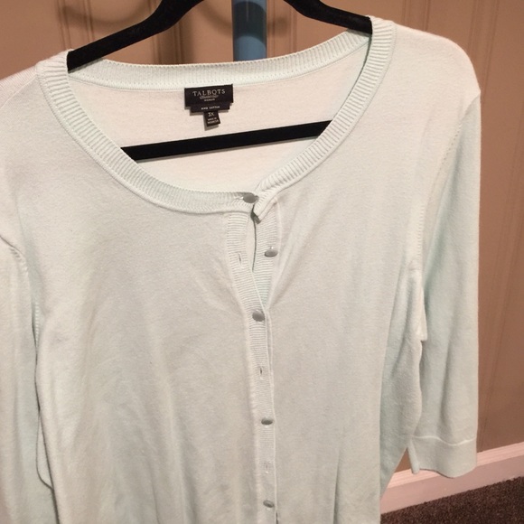 Sweet Talbots sea foam green cardigan