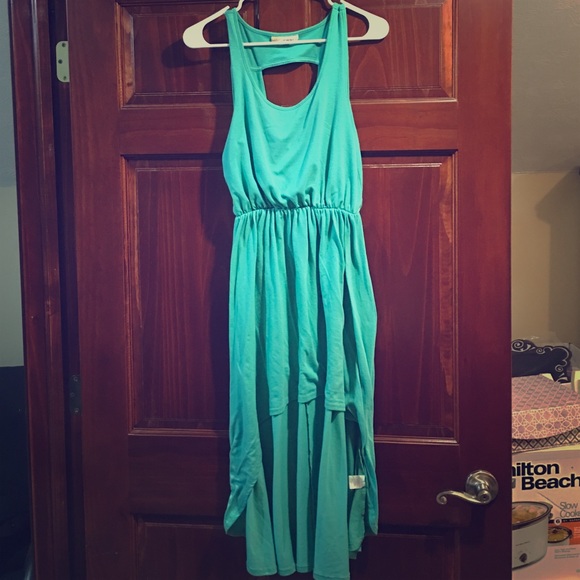 Derek heart teal blue high low dress