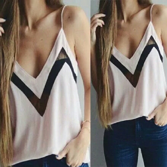 Cute Top with Mesh Insert - Picture 1 of 3