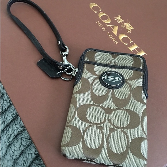 Coach signature phone/card wristlet