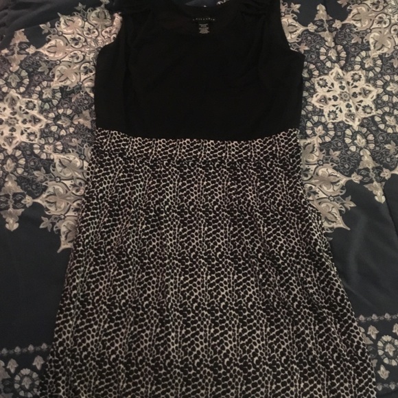 Apostrophe Black and Cheetah Print Dress