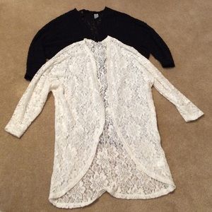 H&M Lace Open 3/4 Sleeve Cardigan Bundle Sz Small