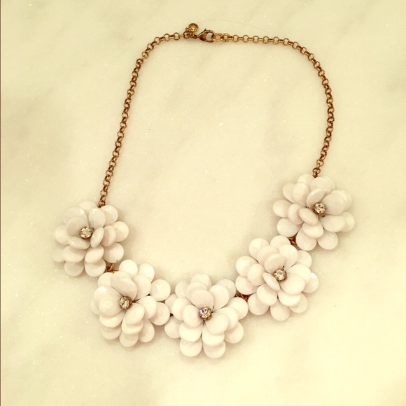 J Crew factory white flower necklace.