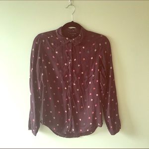 AE Purple Leaf Patterned Button Down