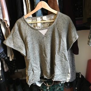 Anthropologie short sleeve sweater with sheer back